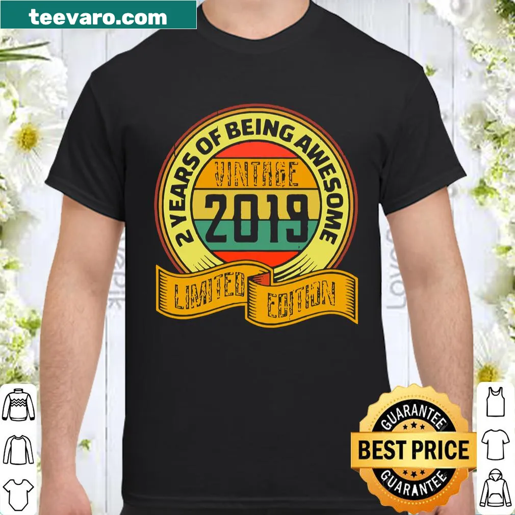 Vintage-style shirt celebrating 2 years of being awesome