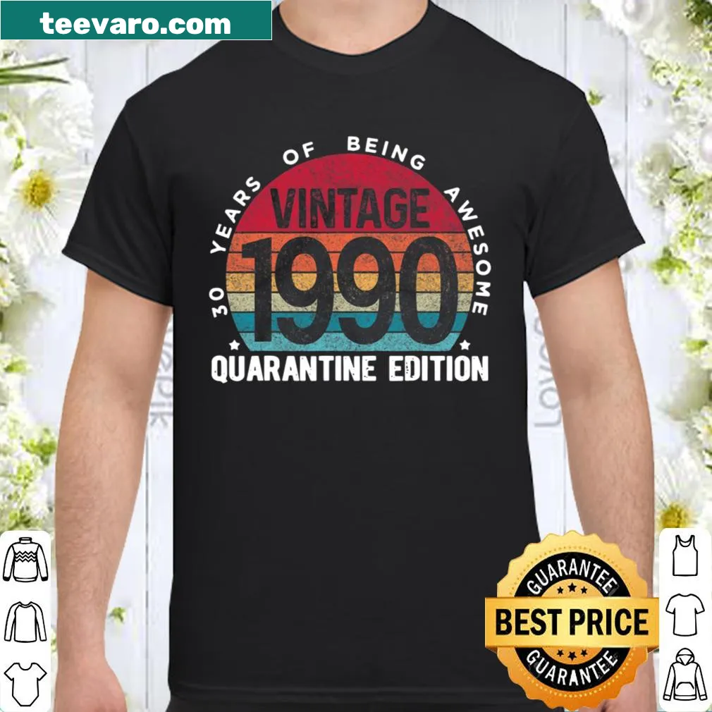 Retro shirt for 30th birthday celebration, celebrating 1990 birth year.