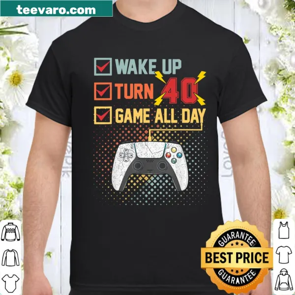 Birthday-themed shirt for gamers turning 40 with playful level 40 text