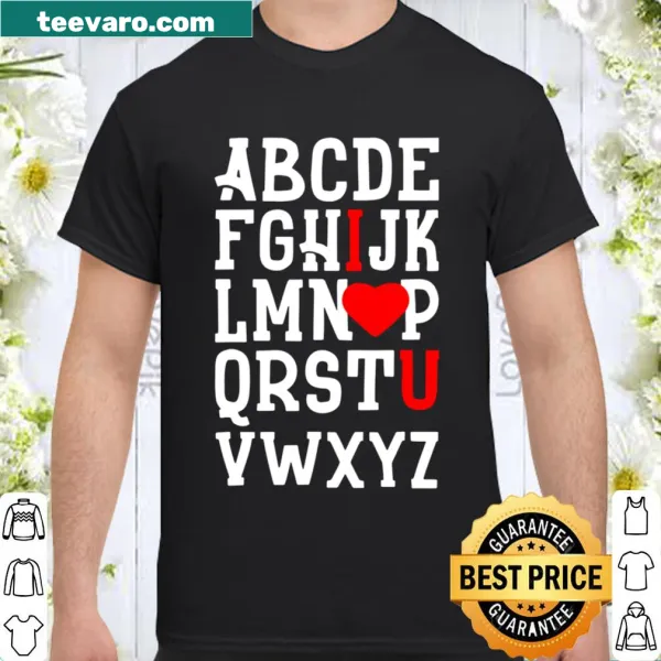 Typographic I Love You shirt with heart designs for Valentine's Day