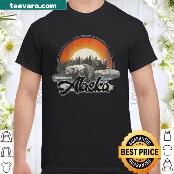 Vintage sunset bear design inspired by Alaska