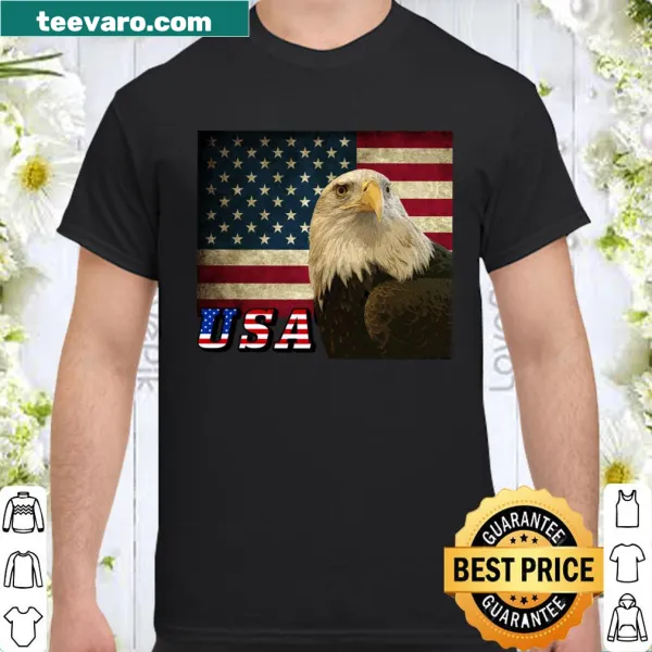 Vintage bald eagle and flag design with patriotic USA text