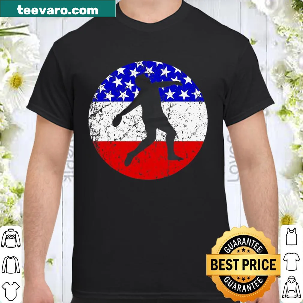 Retro shirt featuring a discus thrower and American flag design