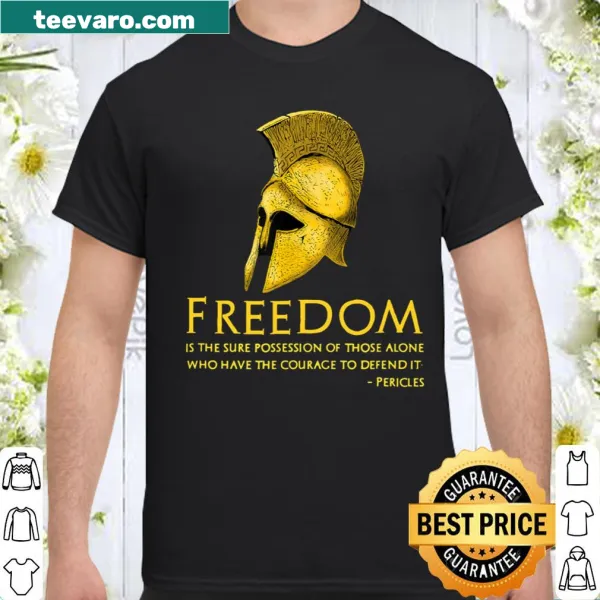 T-shirt featuring a Pericles quote about freedom in typography