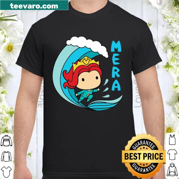 Chibi Mera from Aquaman with a whimsical wave in a cute cartoon style