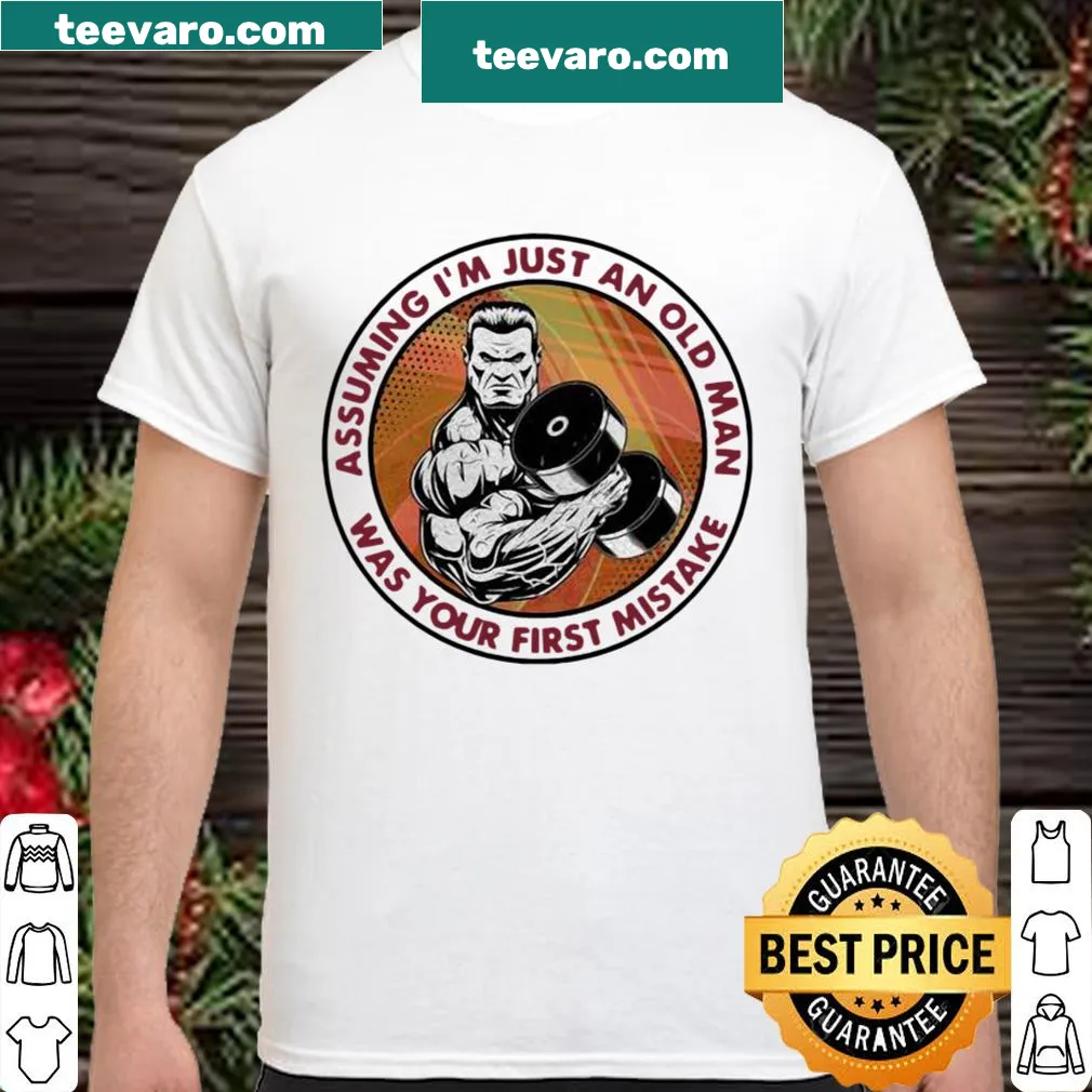 Funny shirt with a bold saying about age and weight lifting.