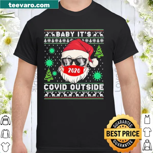 Humorous Christmas shirt with COVID-themed text.