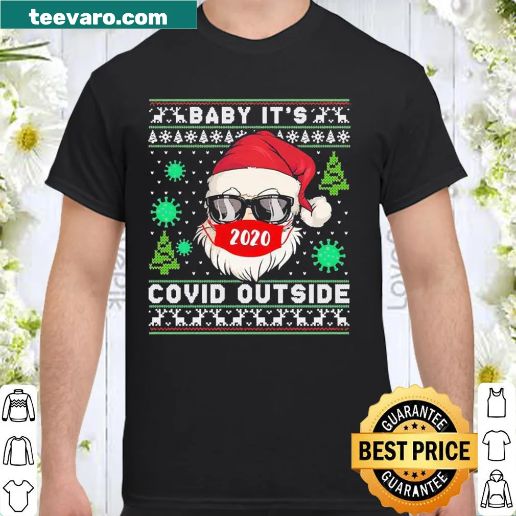 Humorous Christmas shirt with COVID-themed text.