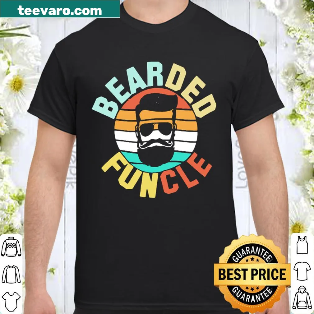 Vintage-style Bearded Funcle shirt with playful typography