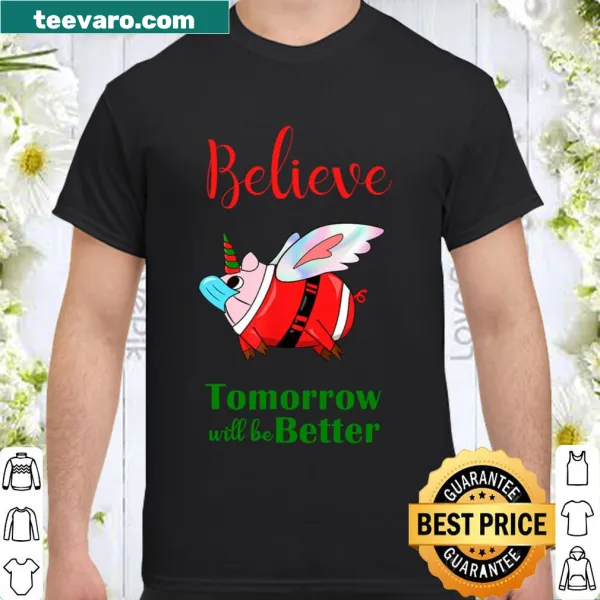Shirt featuring a unicorn and a flying pig wearing masks