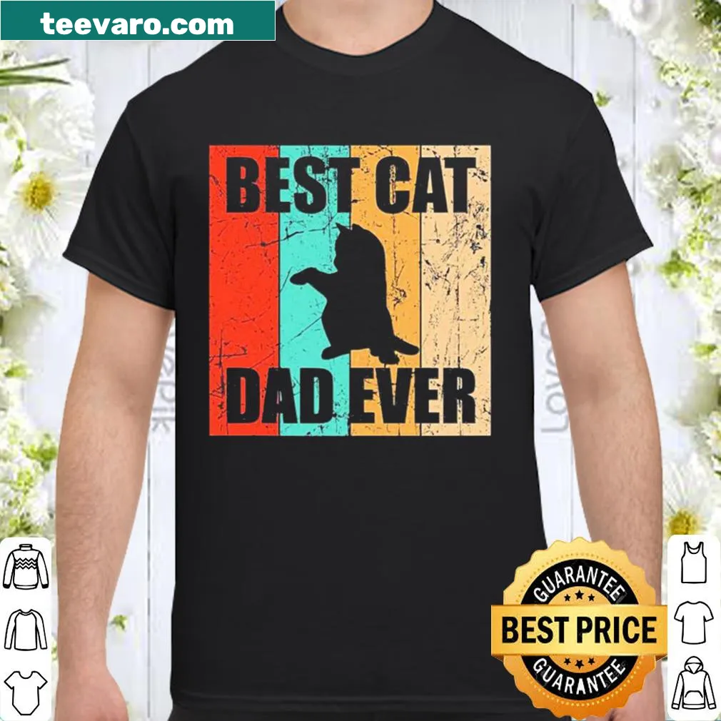Vintage shirt that reads 'Best Cat Dad Ever' in distressed lettering