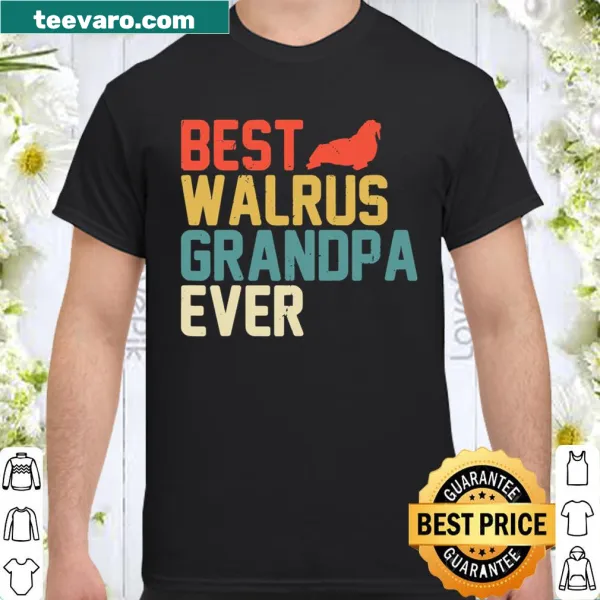 Retro Best WALRUS Grandpa Ever t-shirt with playful text design