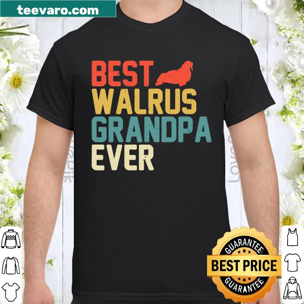 Retro Best WALRUS Grandpa Ever t-shirt with playful text design