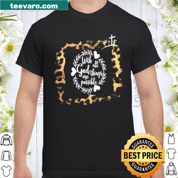 Bible verse t-shirt featuring Matthew 19:26 with animal print