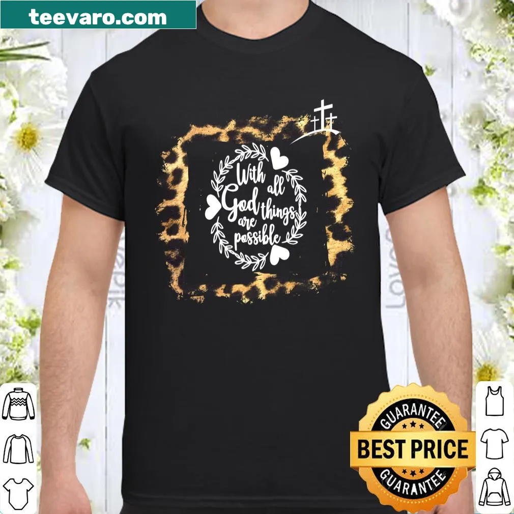 Bible verse t-shirt featuring Matthew 19:26 with animal print