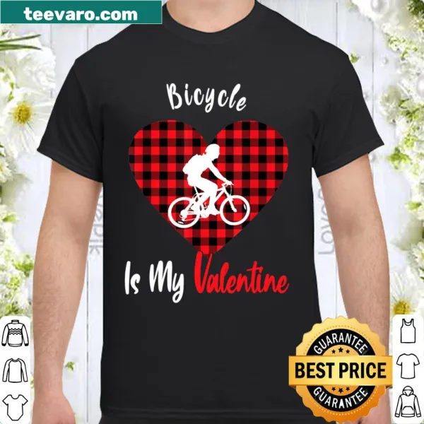 Bicycle illustration with plaid heart and funny text