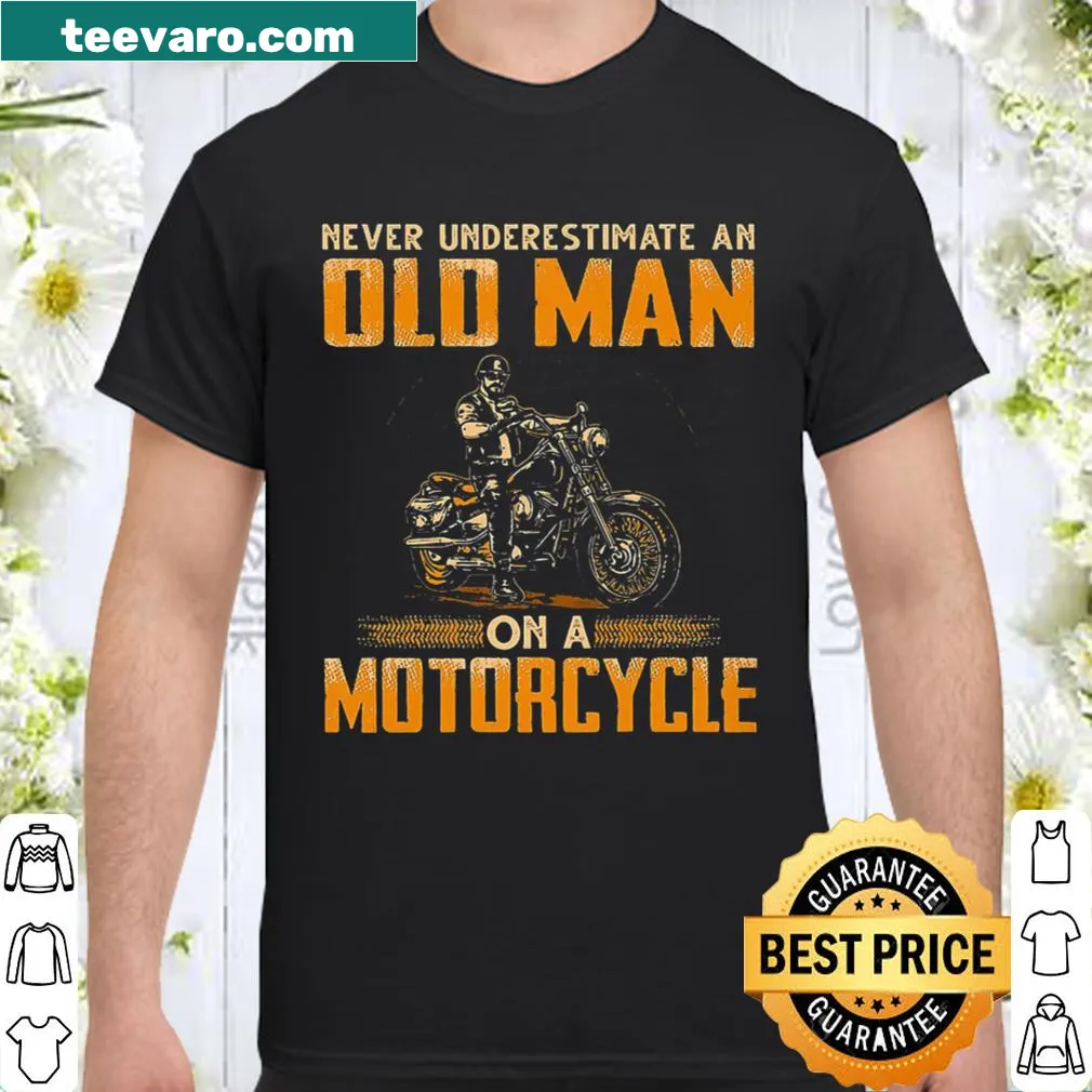 Bold graphic shirt with biker saying about age and motorcycling