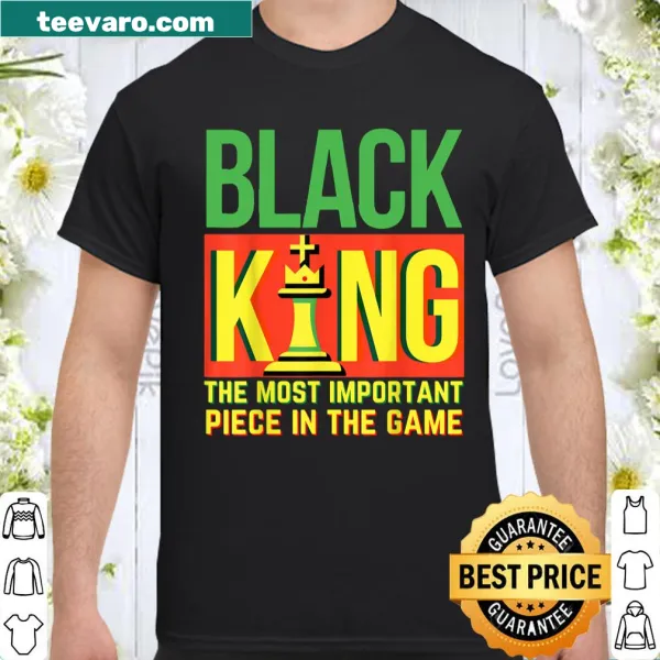 Illustrated black king chess piece on t-shirt