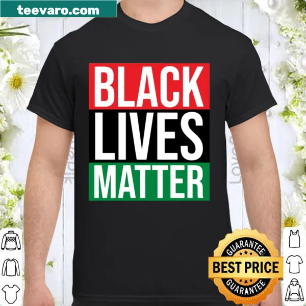 Shirt supporting Black Lives Matter with Pan-African flag colors