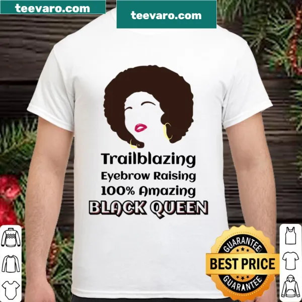 Empowering shirt with 'Black Queen' and afro hair illustration.