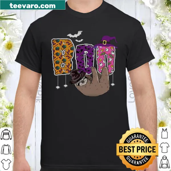 Funny Halloween shirt with sloth witch illustration