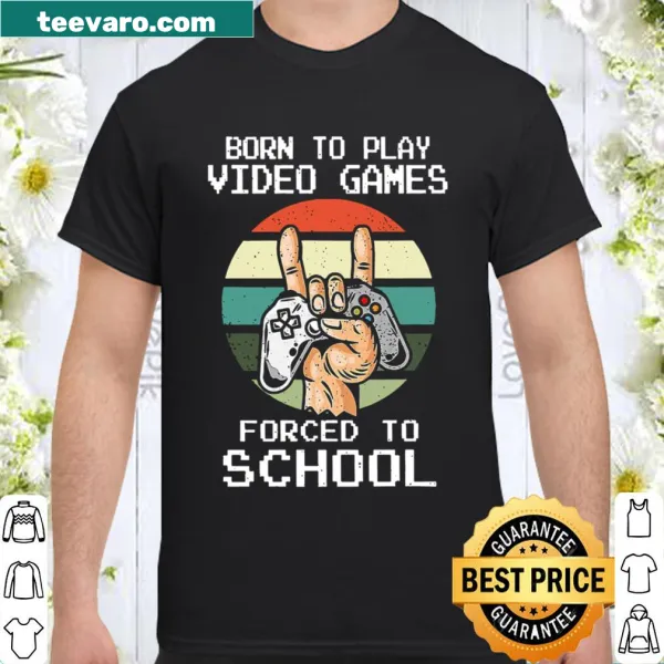 Vintage gaming shirt with humorous text about school and gaming