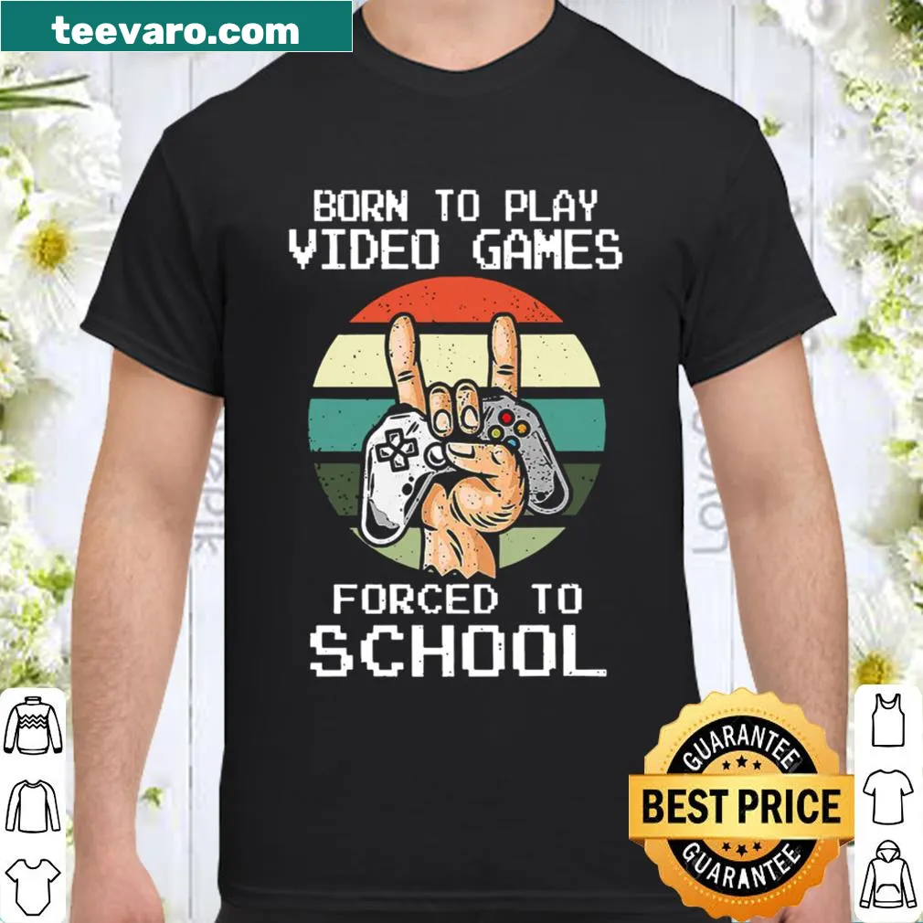 Vintage gaming shirt with humorous text about school and gaming
