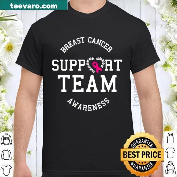 Shirt with a pink ribbon graphic for breast cancer awareness