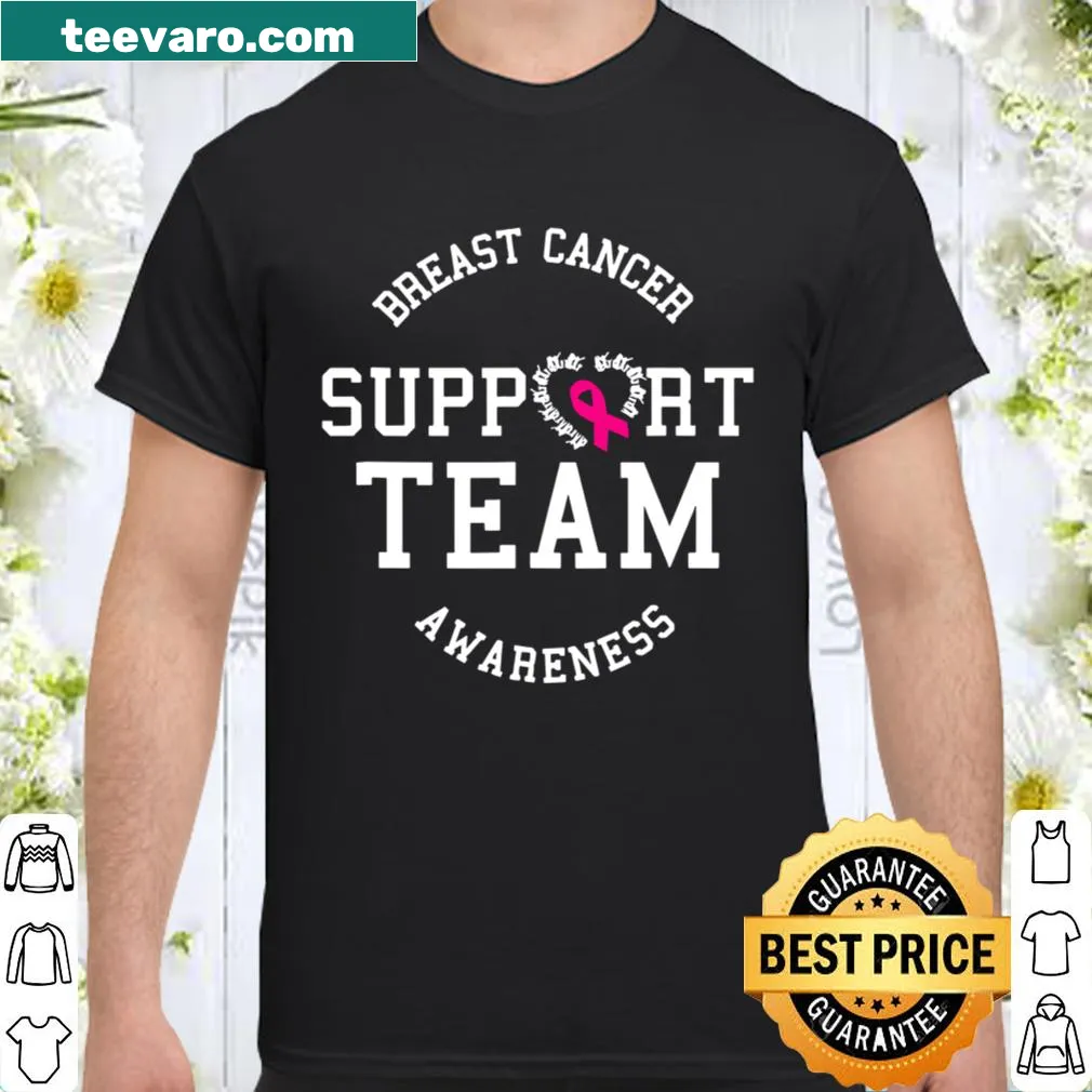 Shirt with a pink ribbon graphic for breast cancer awareness