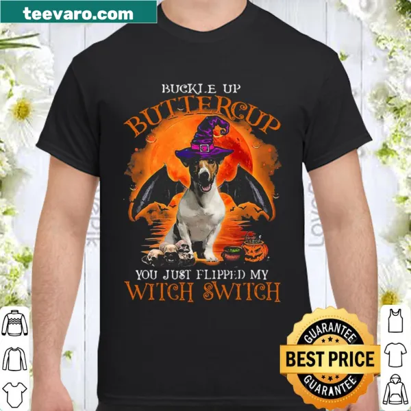 Halloween-themed shirt with a humorous message and Jack Russell illustration