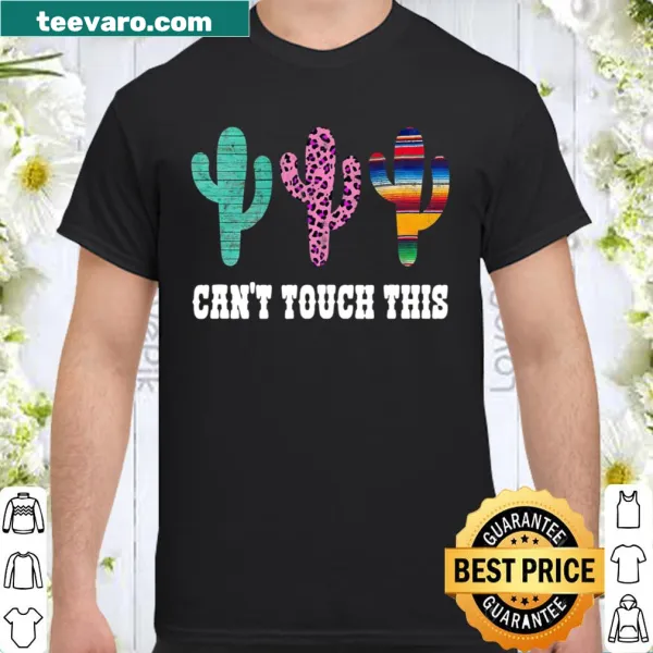 Funny cactus graphic t-shirt with serape and leopard print design