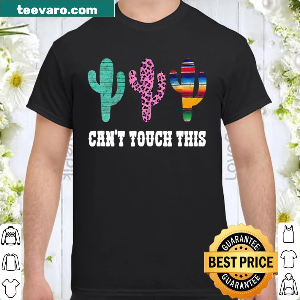 Funny cactus graphic t-shirt with serape and leopard print design