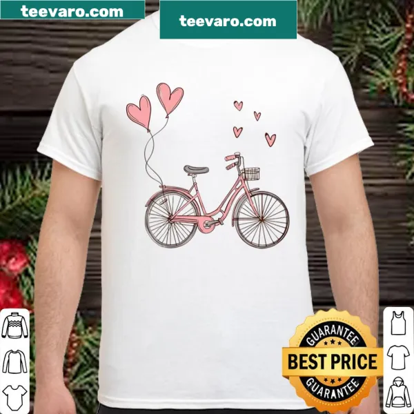 Bicycle graphic with hearts on a romantic shirt
