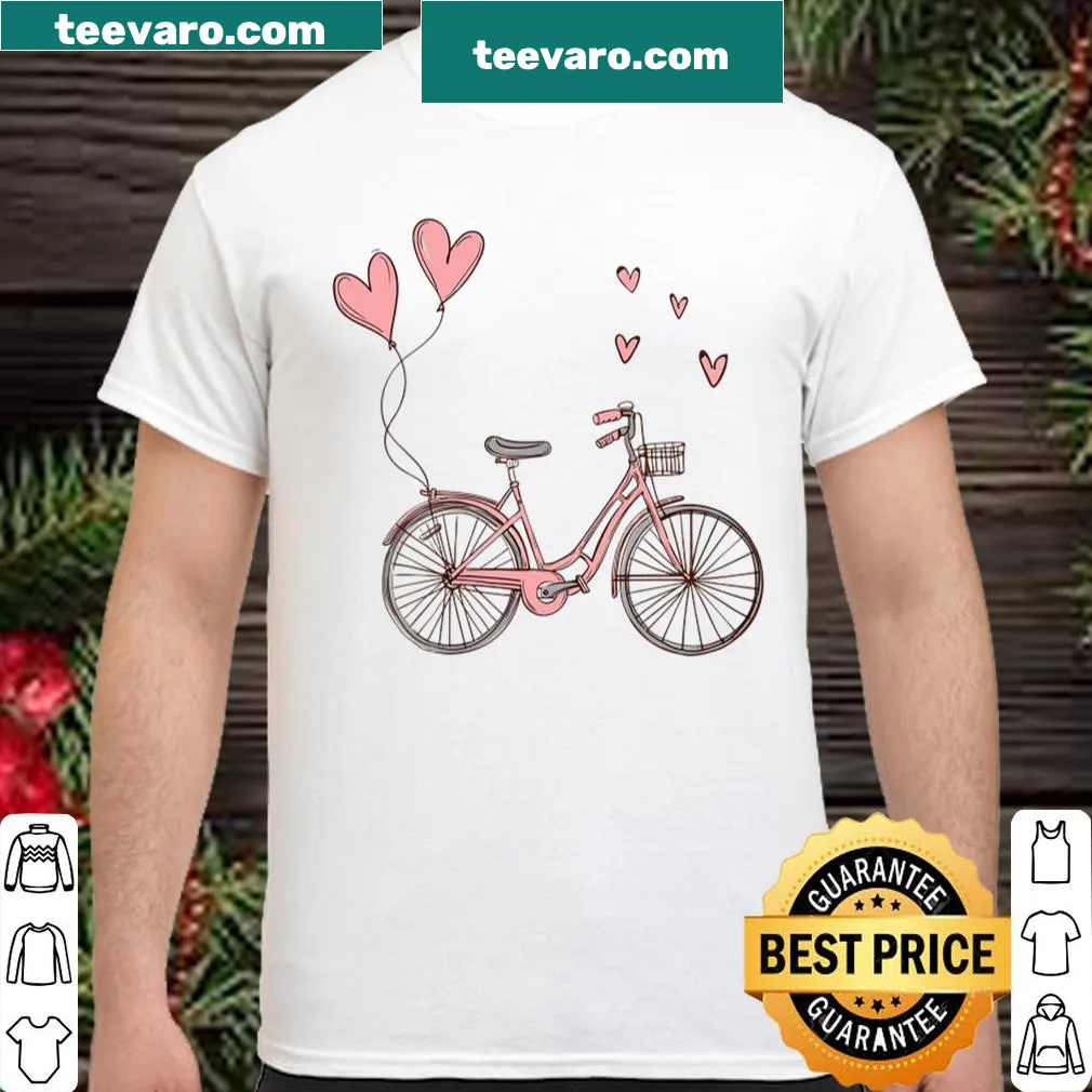 Bicycle graphic with hearts on a romantic shirt