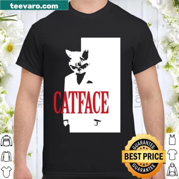 Silhouette of a black cat in a suit graphic t-shirt