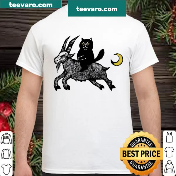 Shirt with whimsical graphics of cats and the phrase Cats Rule the Night