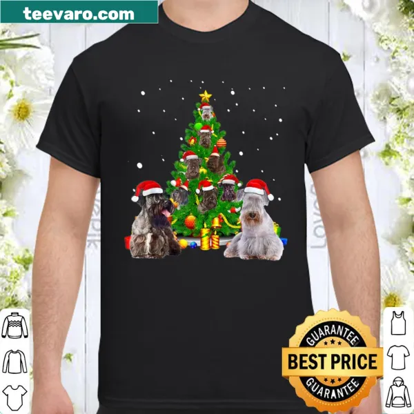 Christmas shirt featuring a Cesky Terrier by a Christmas tree