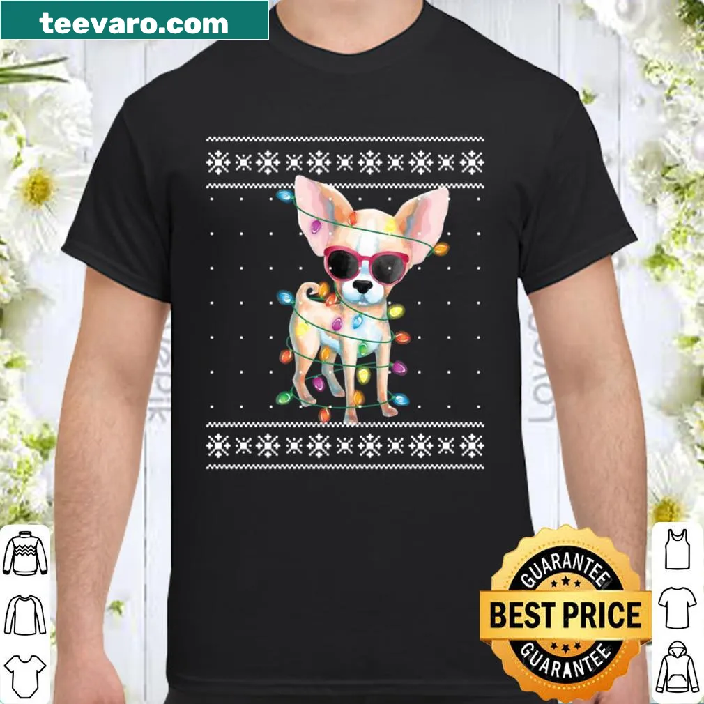 Chihuahua-themed Christmas shirt featuring a playful holiday design