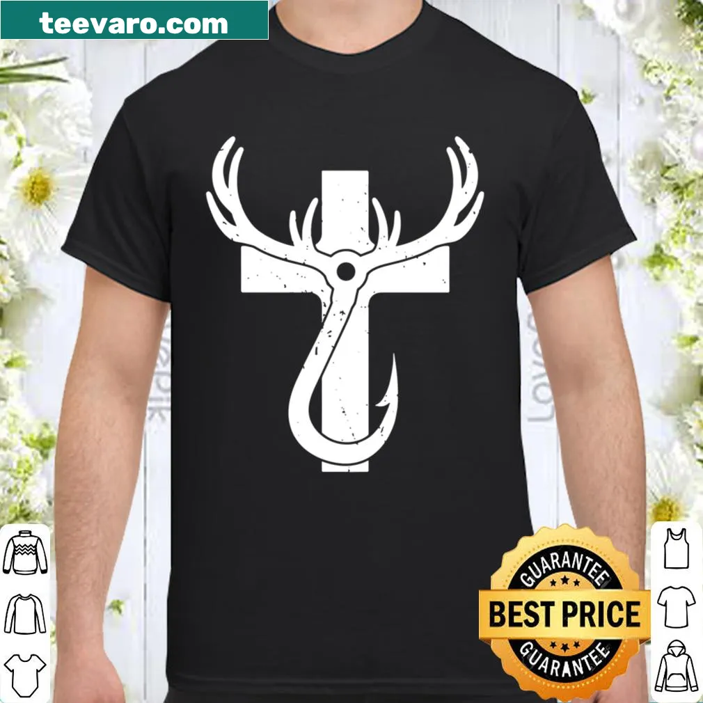 Grunge style shirt for Christian fishermen featuring a hunting and fishing theme.