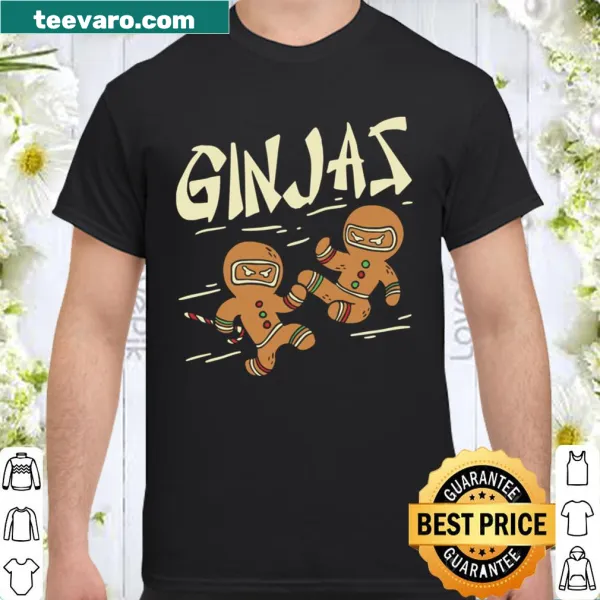 Ninja gingerbread character on a long-sleeve shirt for kids