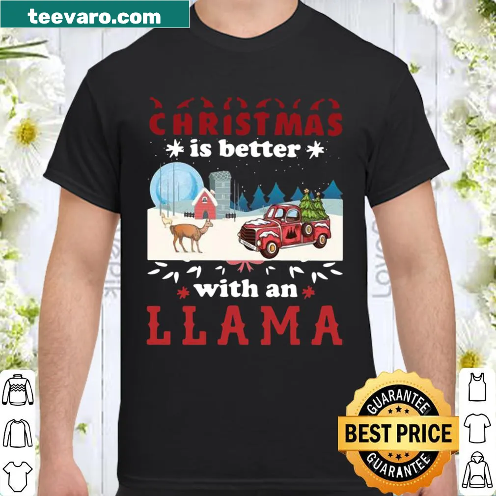 Cute holiday shirt with llama and festive text