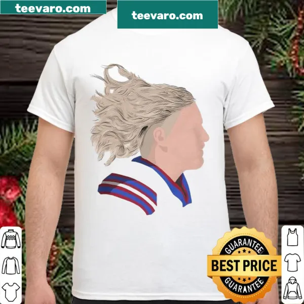 Cole Beasley shirt with playful illustration about long hair