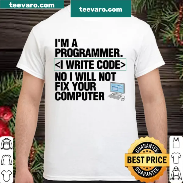 Typography t-shirt for programmers featuring 'I Write Code' text