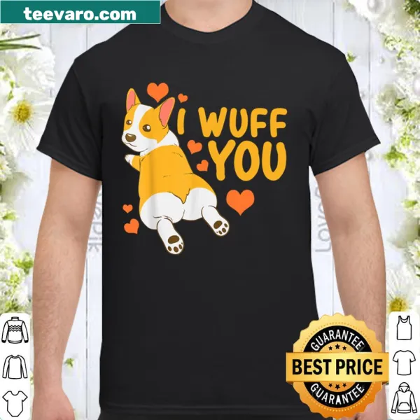 Corgi illustration with 'I Love You' text, funny design