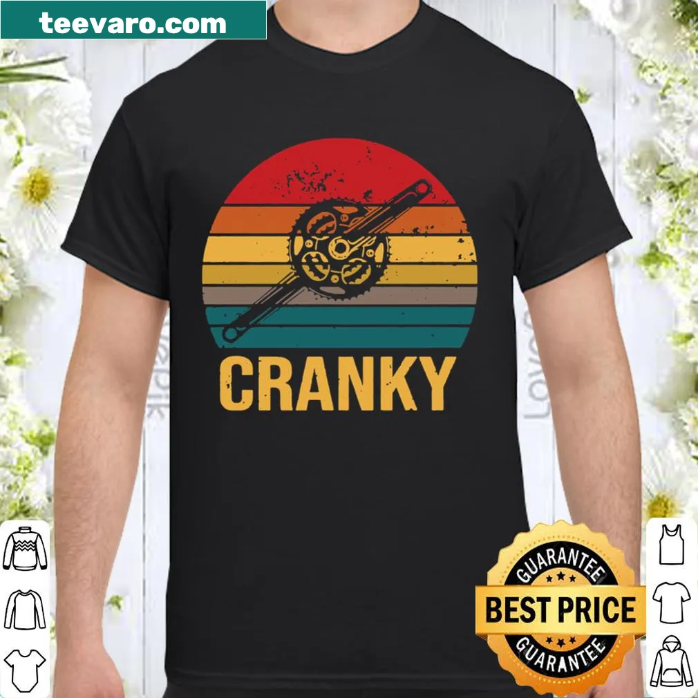 Illustrated cranky bicycle graphic on a casual shirt