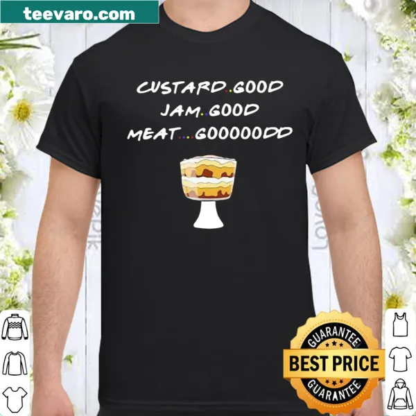 Whimsical shirt celebrating food with playful slogan