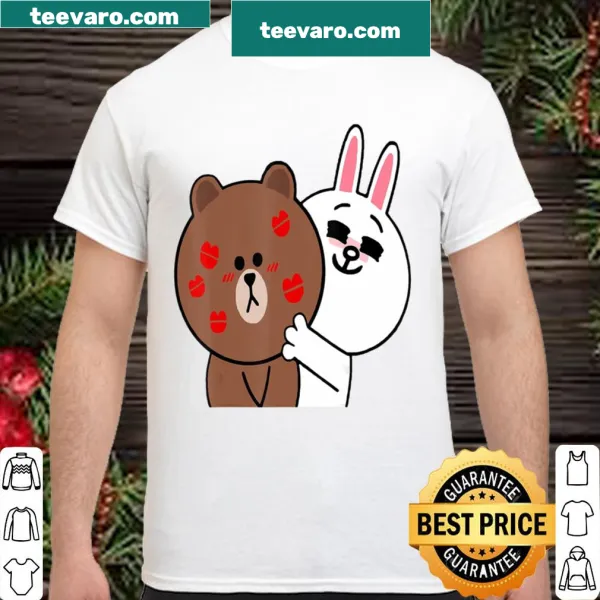 Cute shirt featuring a brown bear and bunny rabbit illustration