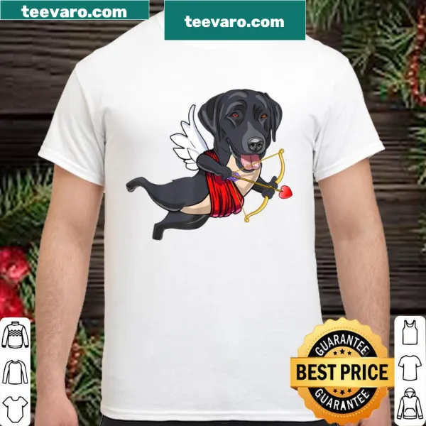 Adorable Labrador dog with hearts graphic for Valentine's Day