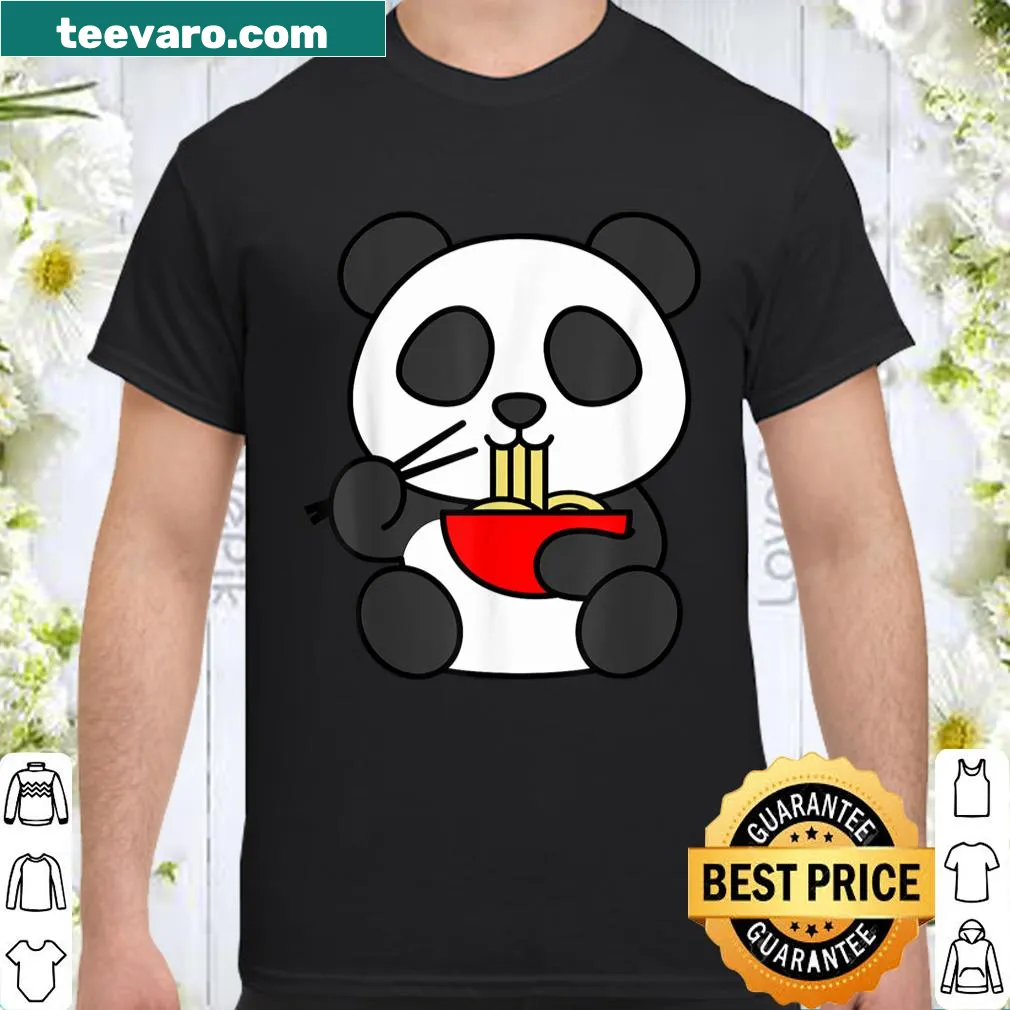 Kawaii shirt featuring a panda bear with ramen noodles.