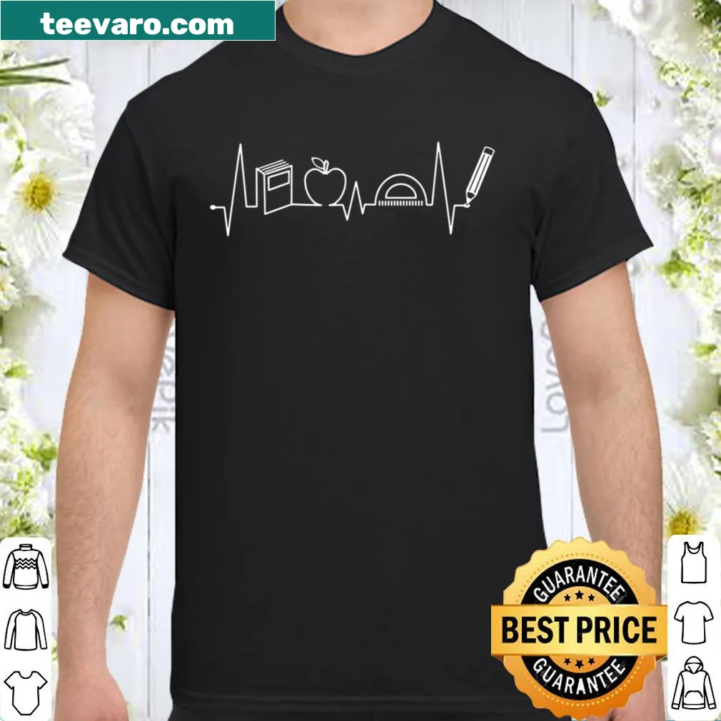 Cute heartbeat teacher shirt with 'Teacher' text